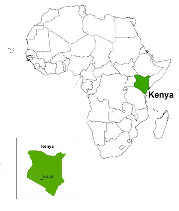 Map of Africa with Kenya highlighted